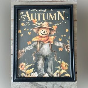 Rustic Fall Wall Art | Autumn Scarecrow | Framed 8x10” Print | Rustic Farmhouse